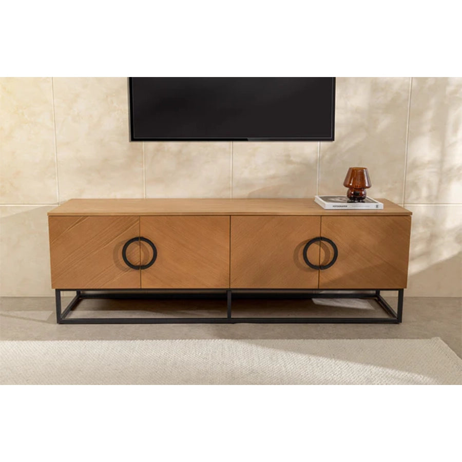 Comoda TV maro natur din lemn 180 cm Grandezza