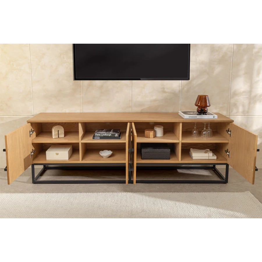 Comoda TV maro natur din lemn 180 cm Grandezza