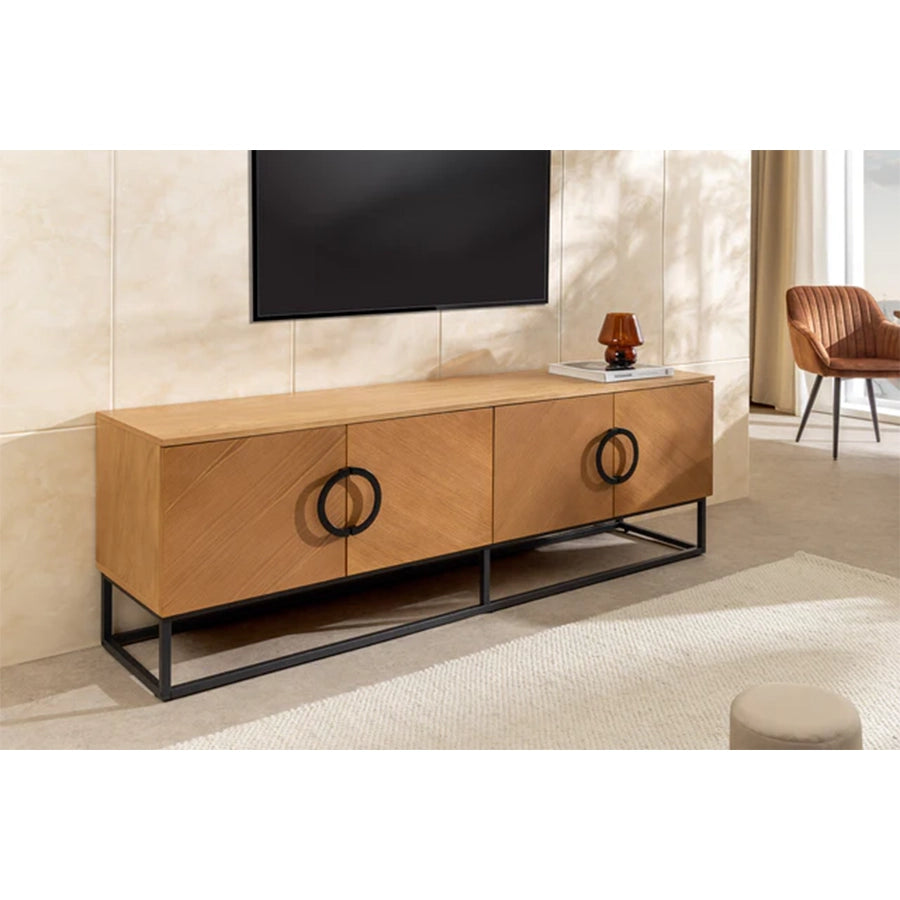 Comoda TV maro natur din lemn 180 cm Grandezza
