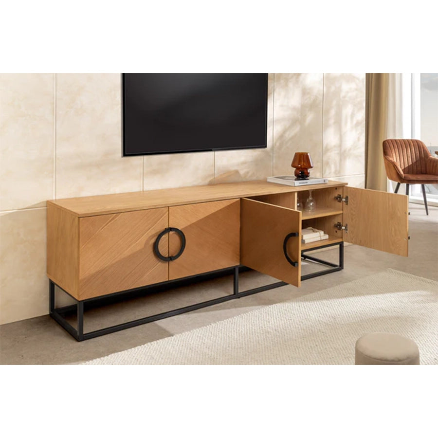 Comoda TV maro natur din lemn 180 cm Grandezza