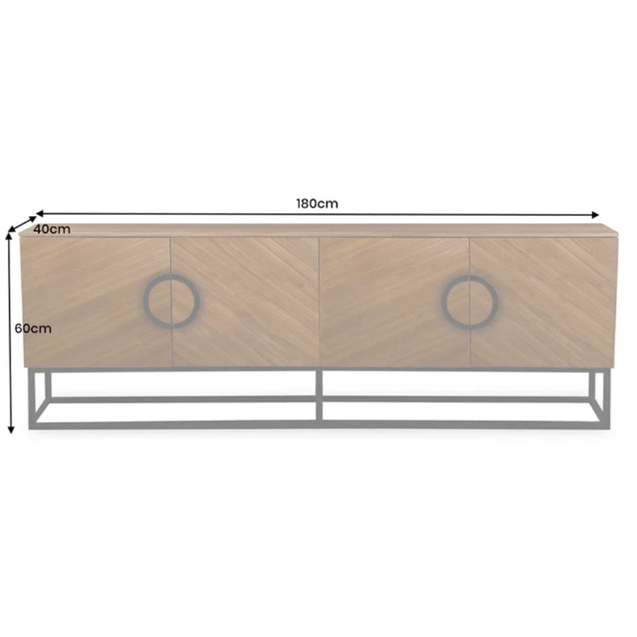 Comoda TV maro nuc din lemn 180 cm Grandezza