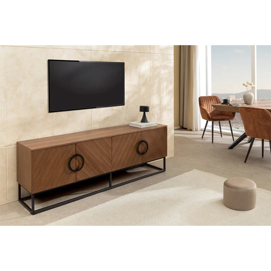 Comoda TV maro nuc din lemn 180 cm Grandezza