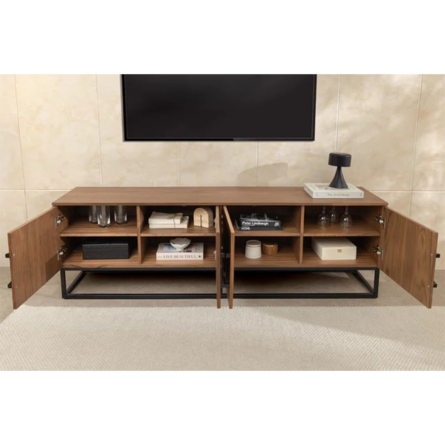 Comoda TV maro nuc din lemn 180 cm Grandezza