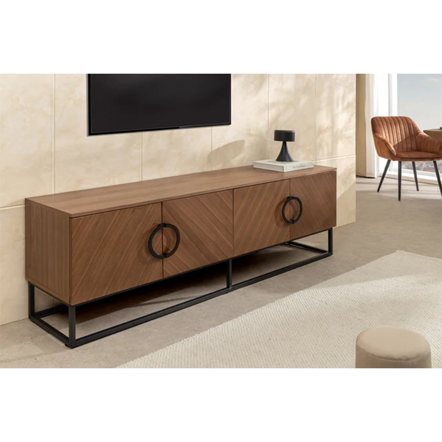 Comoda TV maro nuc din lemn 180 cm Grandezza