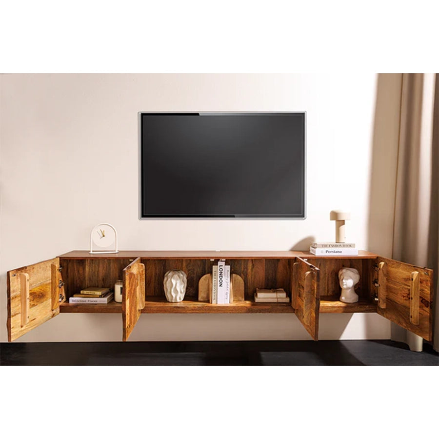 Comoda TV maro suspendata din lemn 200 cm Scorpion