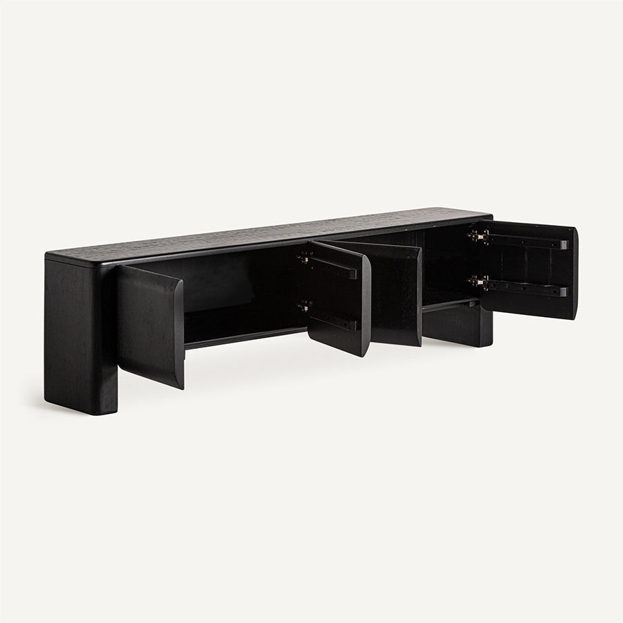 Comoda TV neagra din lemn 200 cm Norfolk