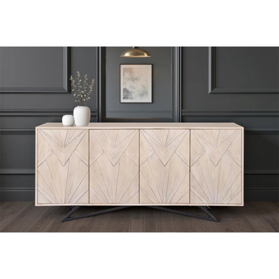 Comoda alba crem din lemn 170 cm Metropolitan