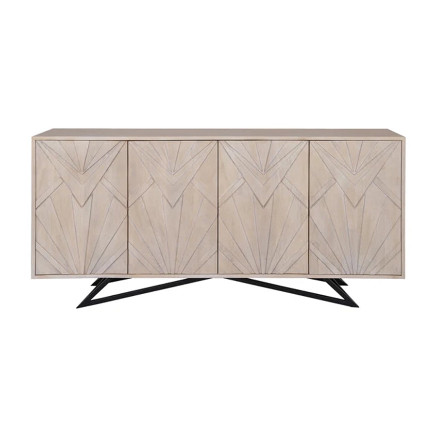 Comoda alba crem din lemn 170 cm Metropolitan
