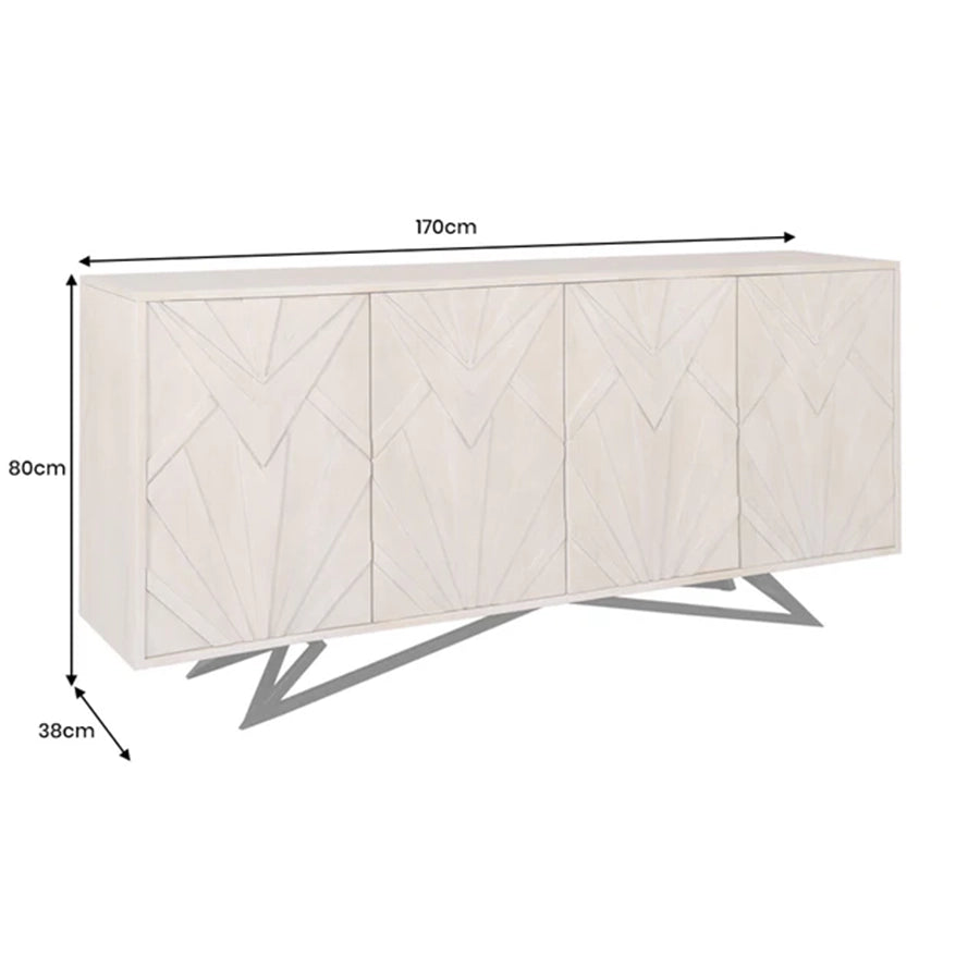 Comoda alba crem din lemn 170 cm Metropolitan
