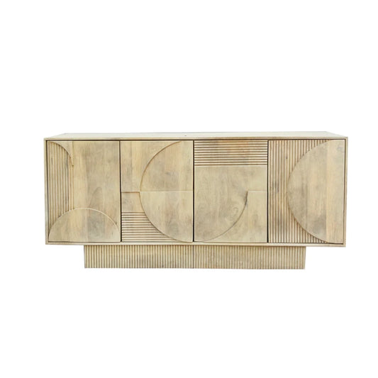 Comoda alba din lemn de mango 170 cm Art Deco