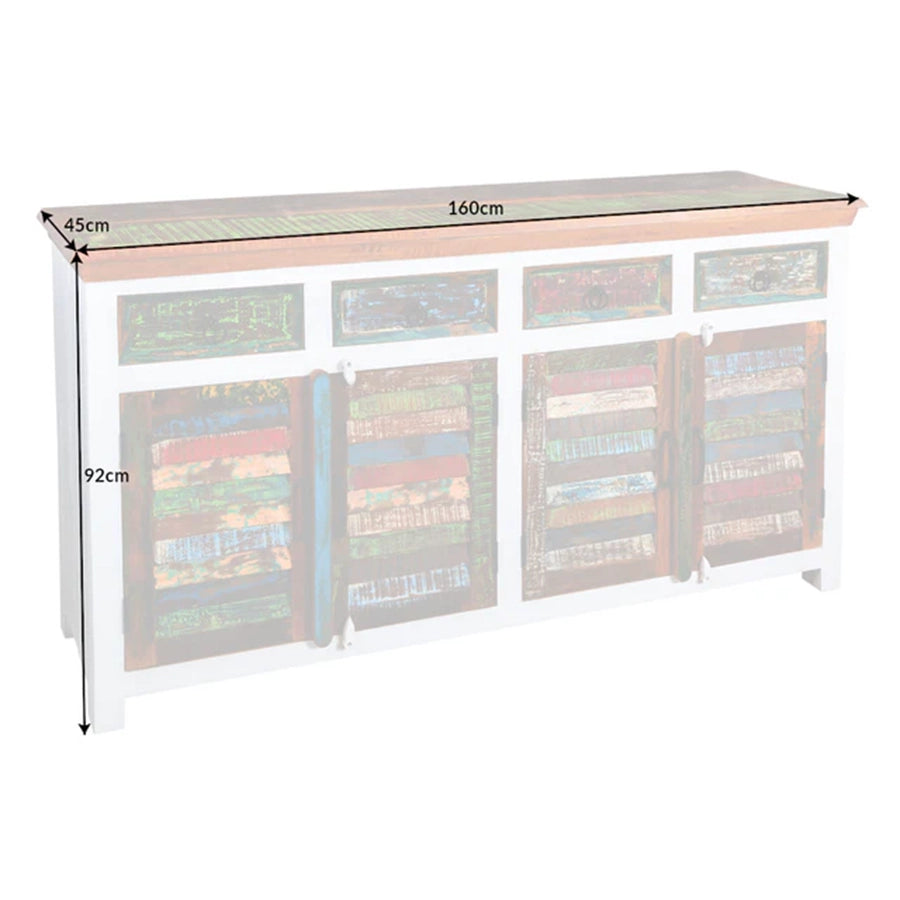 Comoda alba multicolora din lemn 160 cm Jakarta