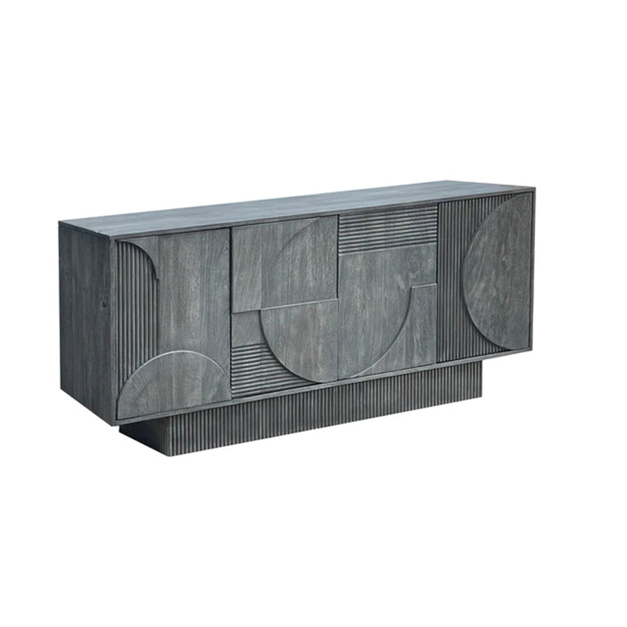 Comoda gri din lemn de mango 170 cm Art Deco