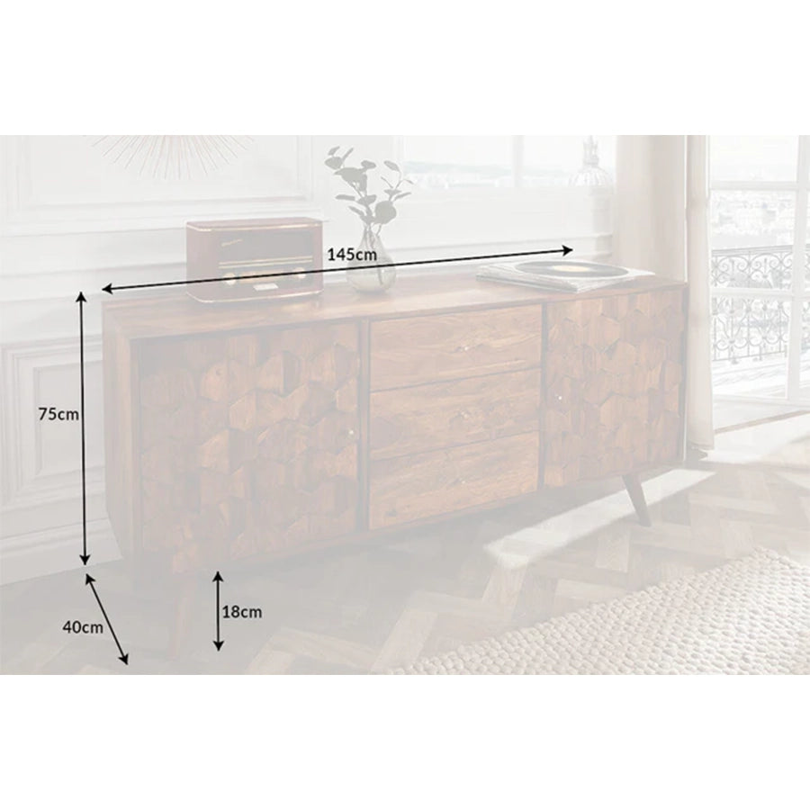 Comoda maro din lemn 145 cm Mystic Living