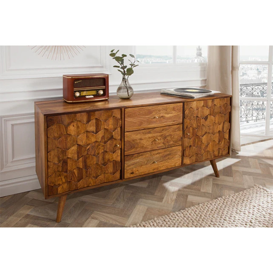 Comoda maro din lemn 145 cm Mystic Living