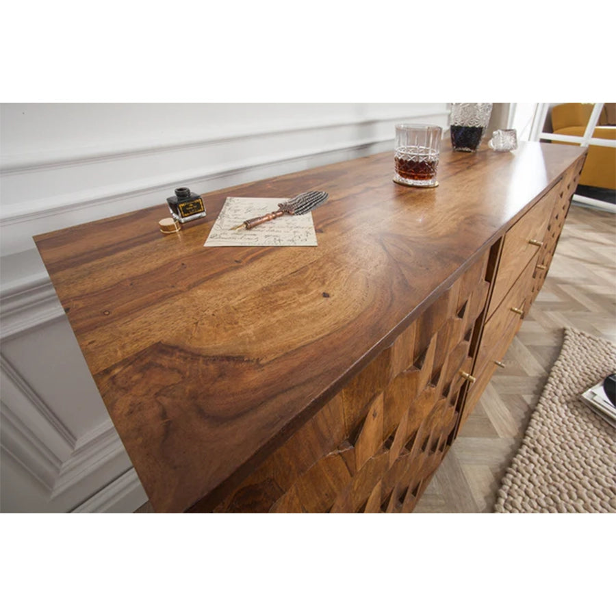 Comoda maro din lemn 145 cm Mystic Living
