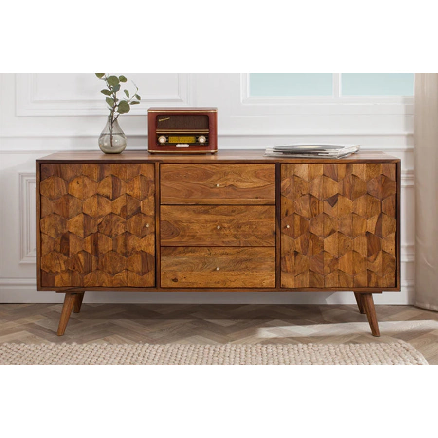 Comoda maro din lemn 145 cm Mystic Living