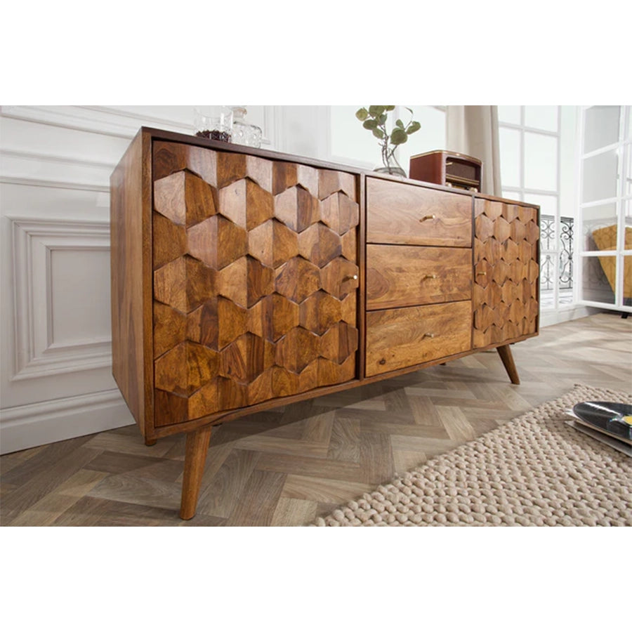 Comoda maro din lemn 145 cm Mystic Living