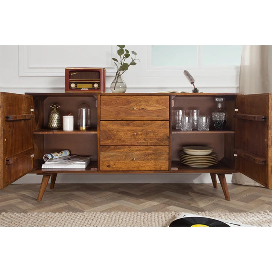 Comoda maro din lemn 145 cm Mystic Living