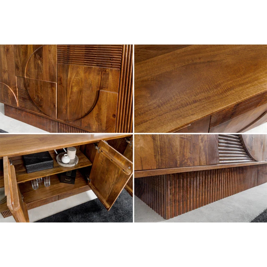 Comoda maro din lemn de mango 170 cm Art Deco