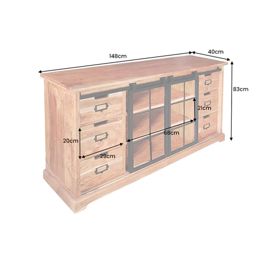 Comoda maro din lemn de salcam 150 cm Heritage