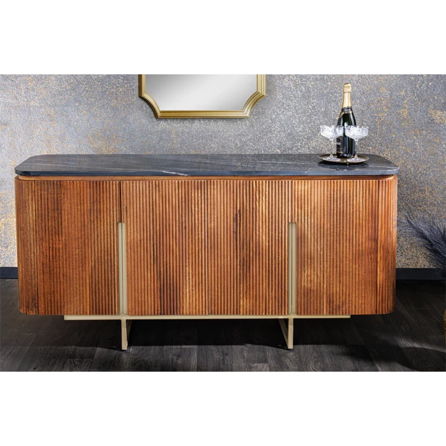 Comoda maro din lemn si marmura 160 cm Gatsby