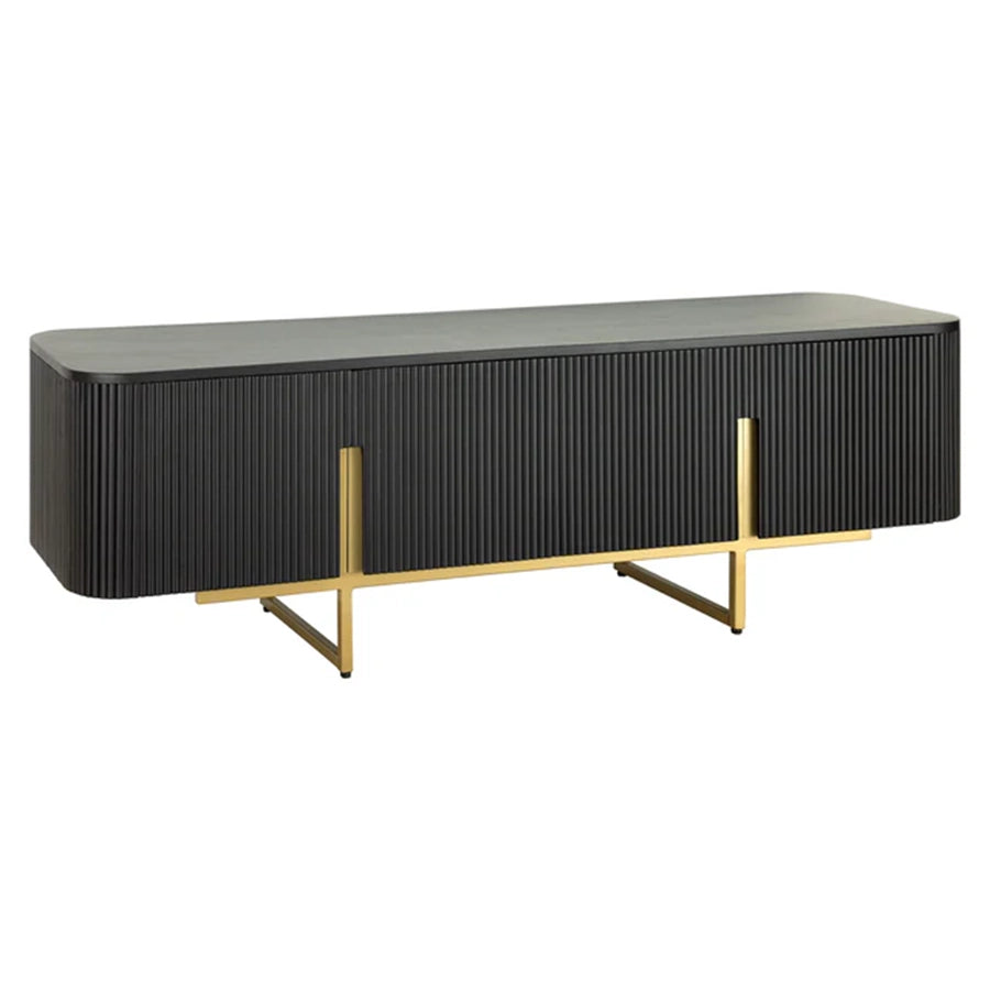 Comoda neagra TV din lemn de mango 160 cm Gatsby