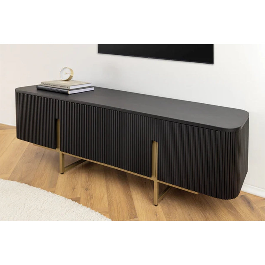 Comoda neagra TV din lemn de mango 160 cm Gatsby