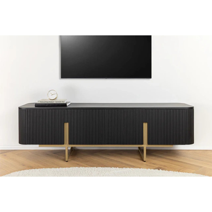 Comoda neagra TV din lemn de mango 160 cm Gatsby