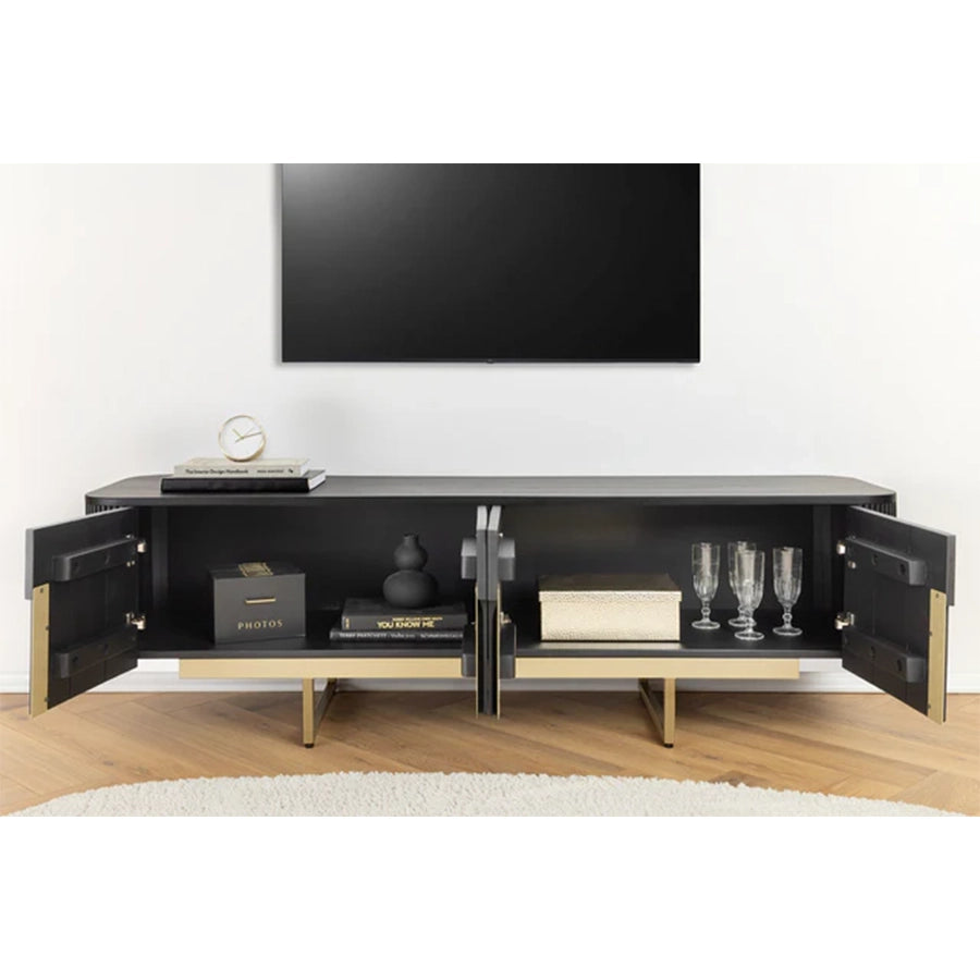Comoda neagra TV din lemn de mango 160 cm Gatsby
