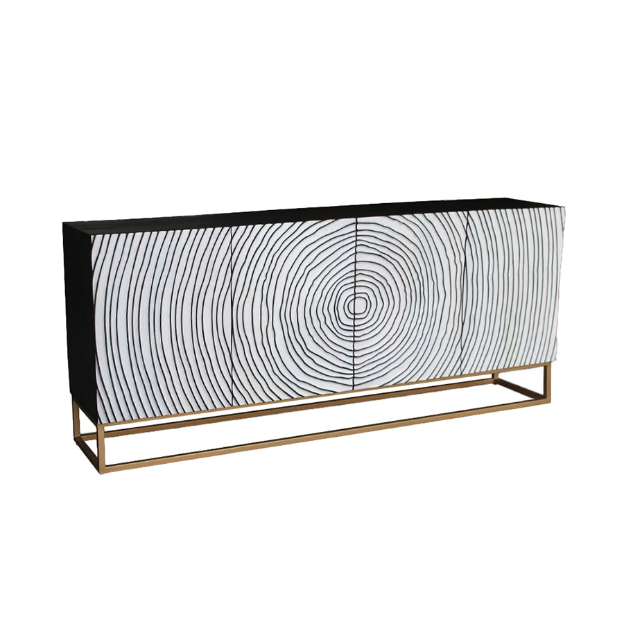 Comoda neagra alba din lemn Zen Circle