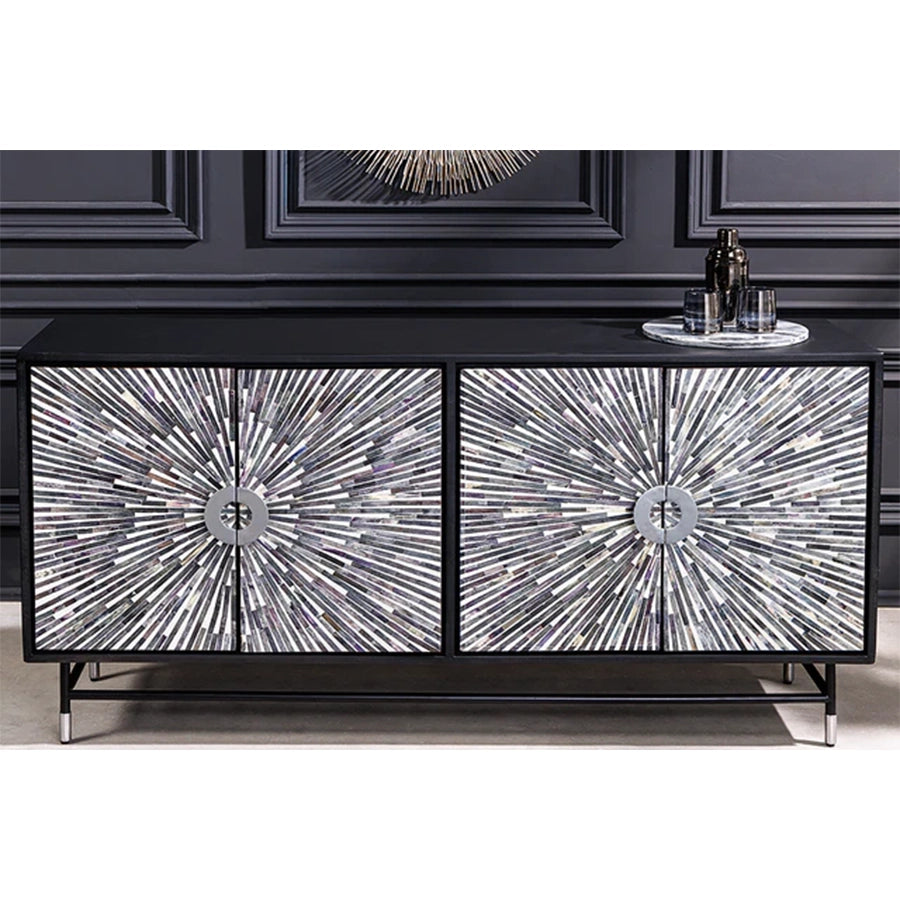 Comoda neagra din MDF 160 cm Heritage