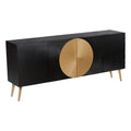 Comoda neagra din lemn cu detalii aurii 180 cm Aurum