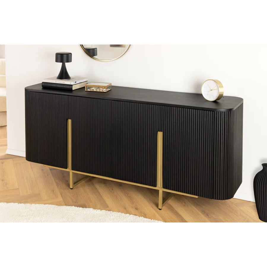 Comoda neagra din lemn de mango 160 cm Gatsby