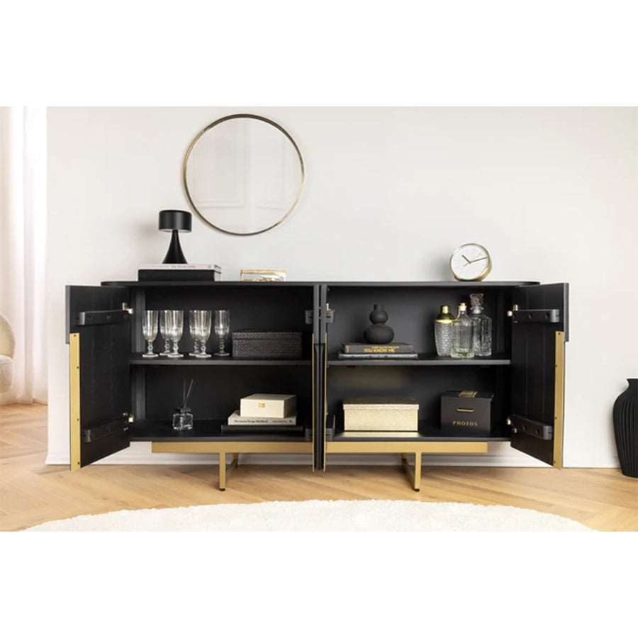 Comoda neagra din lemn de mango 160 cm Gatsby
