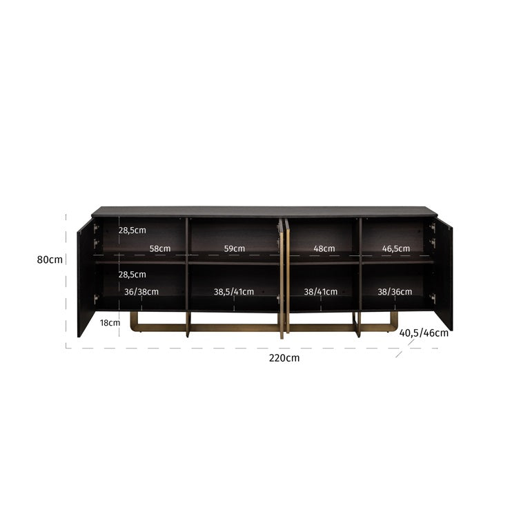 Comoda neagra gold din inox si MDF DAX