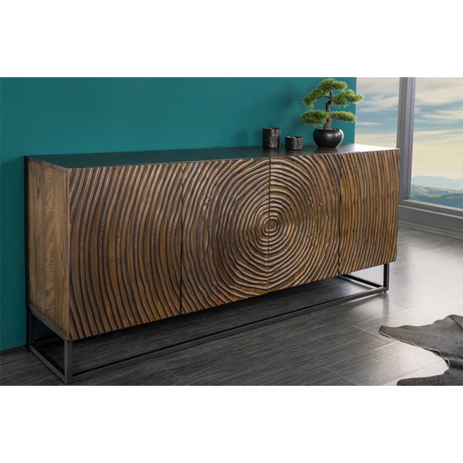 Comoda neagra maro din lemn Zen Circle