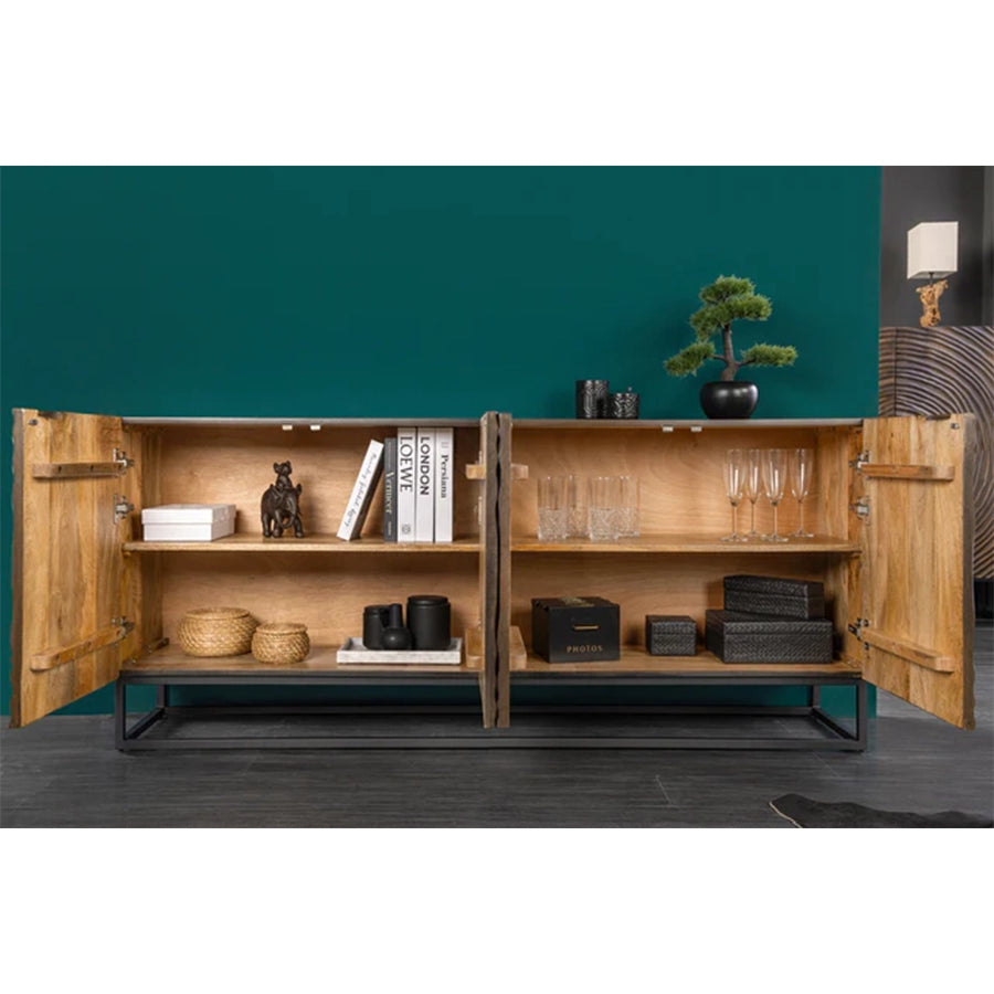 Comoda neagra maro din lemn Zen Circle