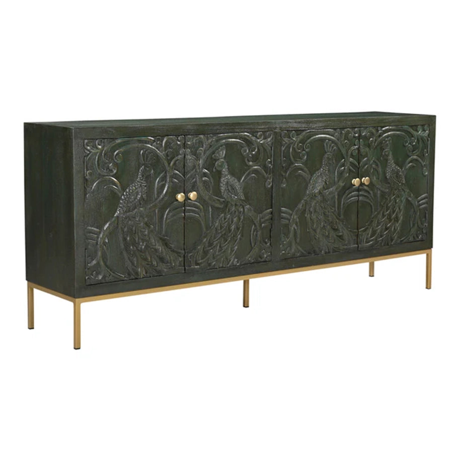 Comoda verde din lemn de mango 175 cm Peacock