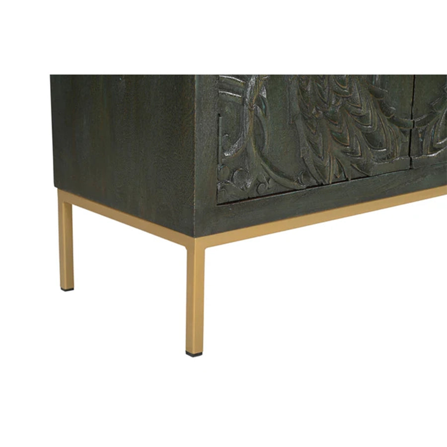 Comoda verde din lemn de mango 175 cm Peacock