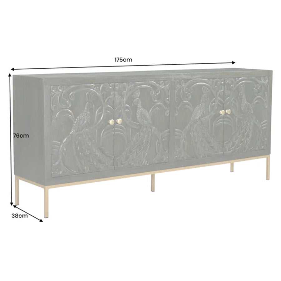 Comoda verde din lemn de mango 175 cm Peacock