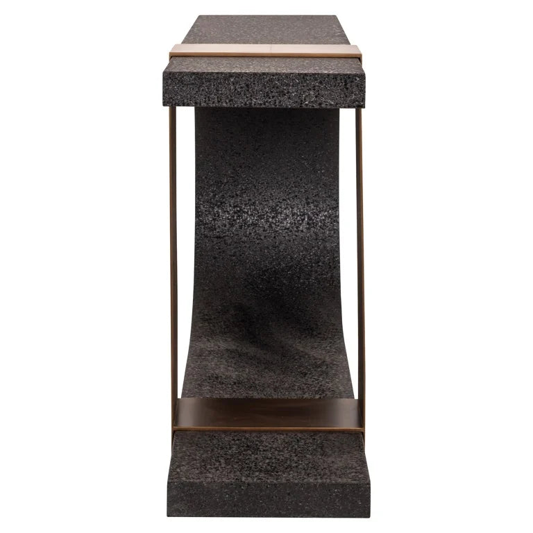 Consola neagra gold din fier si sticla Bazel