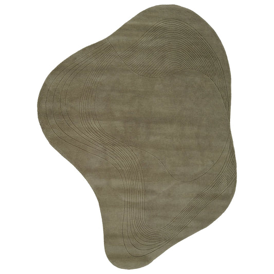 Covor olive din lana Fluid Arc Linie Design