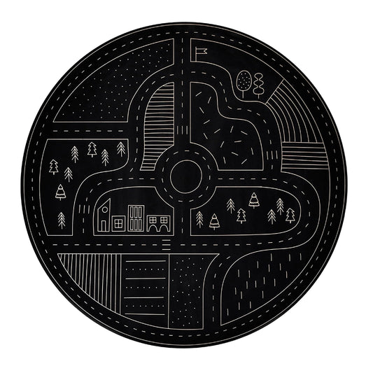 Drum de joaca negru din lemn Roadway