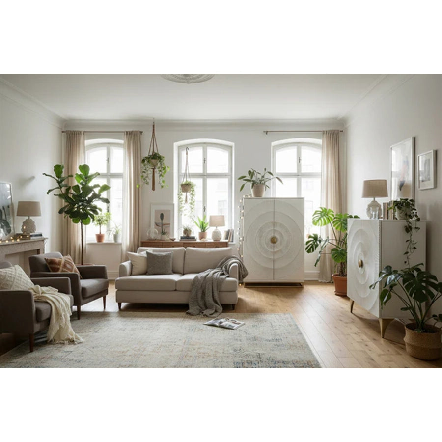 Dulap bar alb din lemn 120 cm Sunset