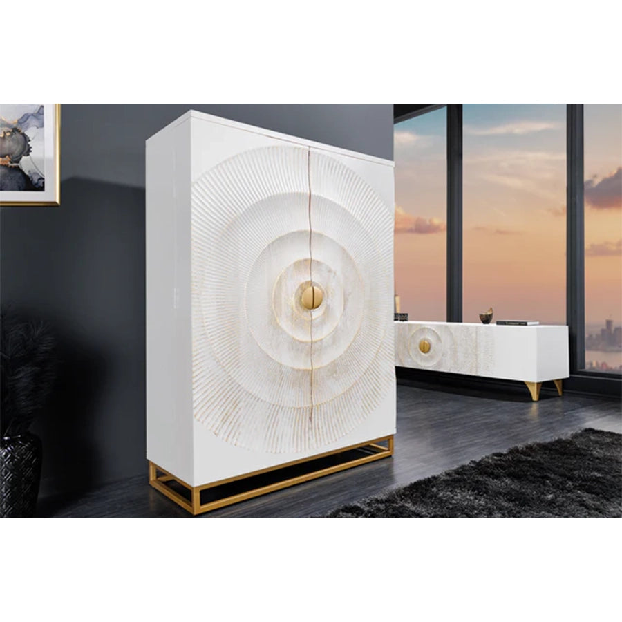 Dulap bar alb din lemn 140 cm Sunset