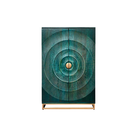 Dulap bar turcoaz din lemn 140 cm Golden Sunset