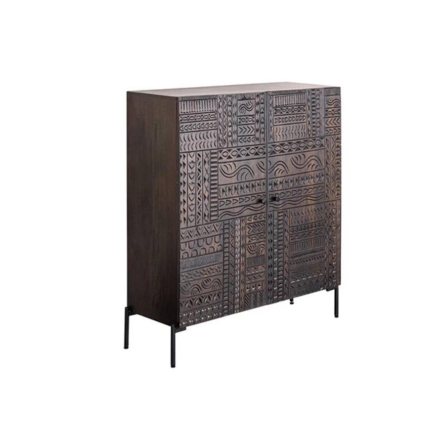 Dulap bar maro inchis din lemn 120 cm Tribal