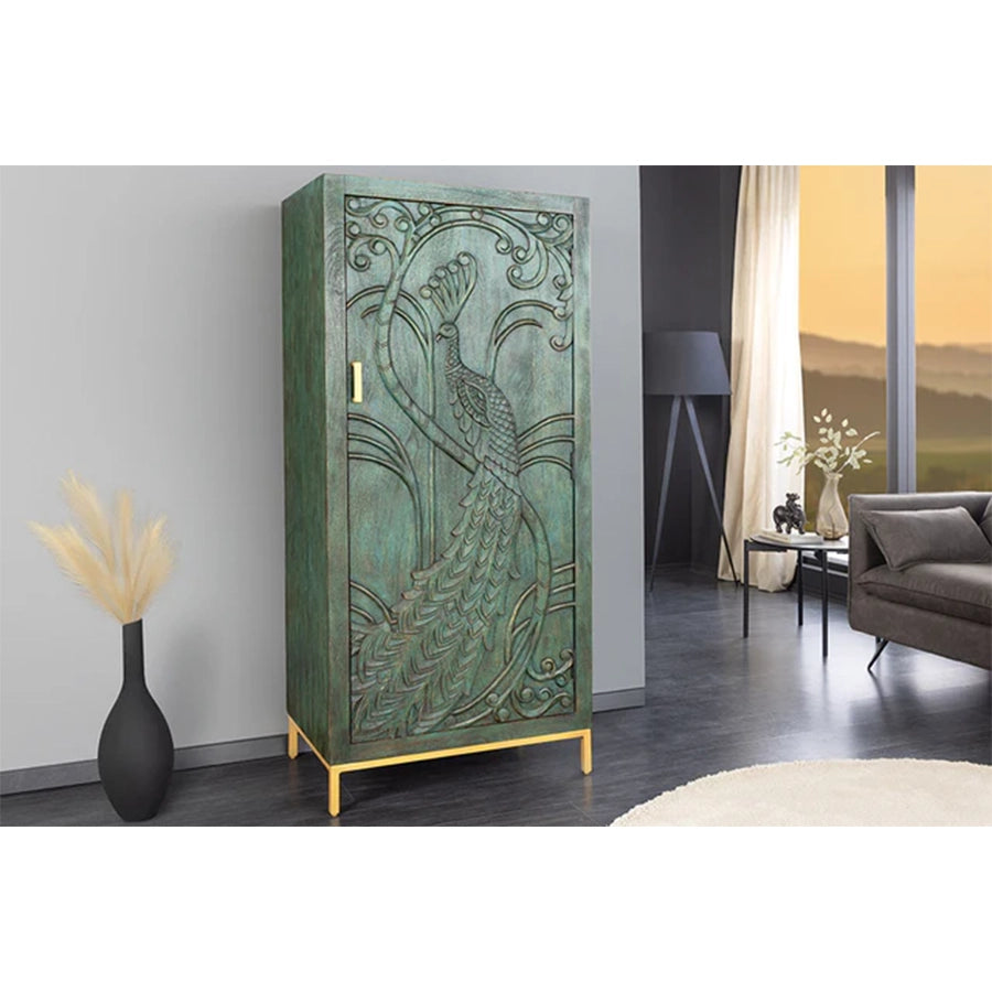 Dulap verde din lemn de mango 170 cm Peacock