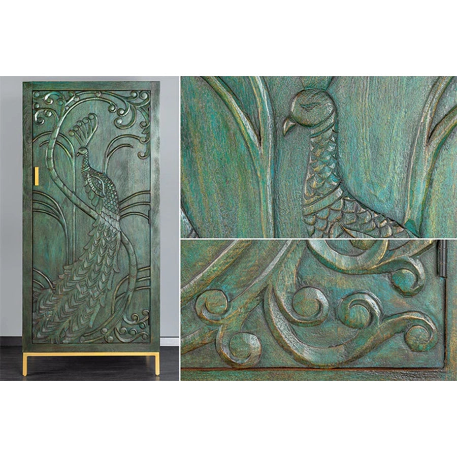 Dulap verde din lemn de mango 170 cm Peacock