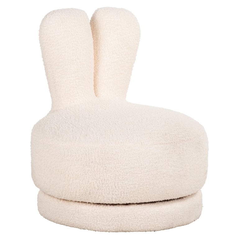 Fotoliu alb din poliester pentru copii boucle Bunny
